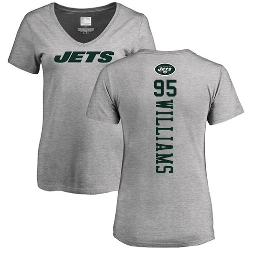 New York Jets Ash Women Quinnen Williams Backer NFL Football #95 T Shirt->women nfl jersey->Women Jersey